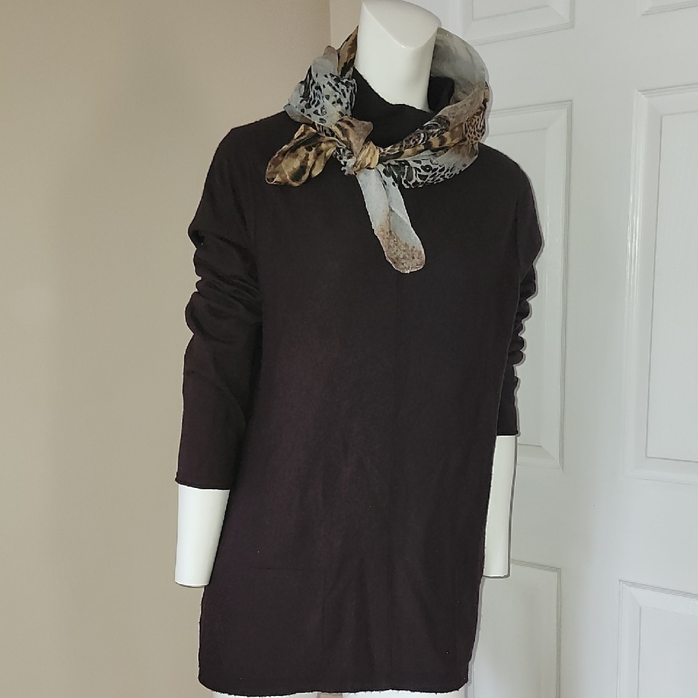 Olsen Europe Brown woolenTurtleneck Sweater with Relaxed Fit